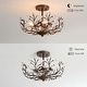 preview thumbnail 14 of 28, Flavia 4-light Crystal Beaded 9-Branch Semi-Flush Mount - 18 inches in diameter x 12 inches H