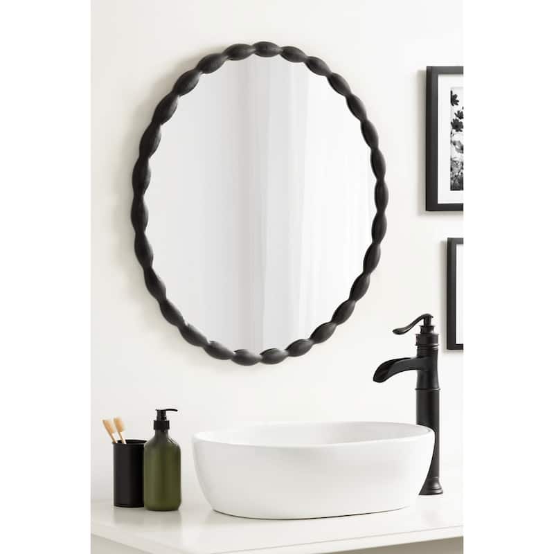 Kate and Laurel Perlina Round Cast Metal Mirror - 26x26