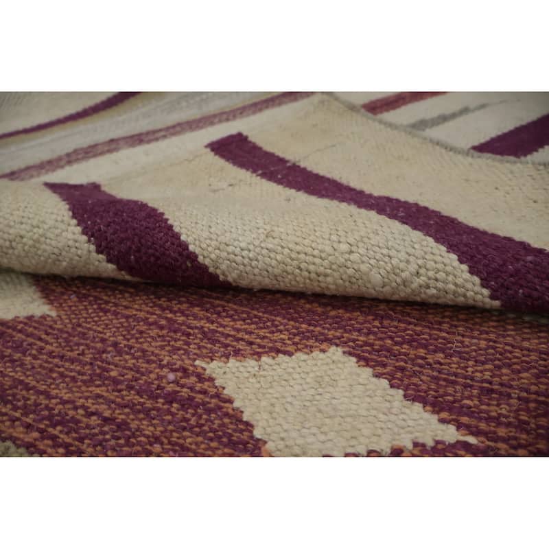 Hand Woven Oriental 100% Wool Carpet Southwestern Tribal Greys & Charcoal Kilim Area Rug - 13' 10'' X 9' 10''