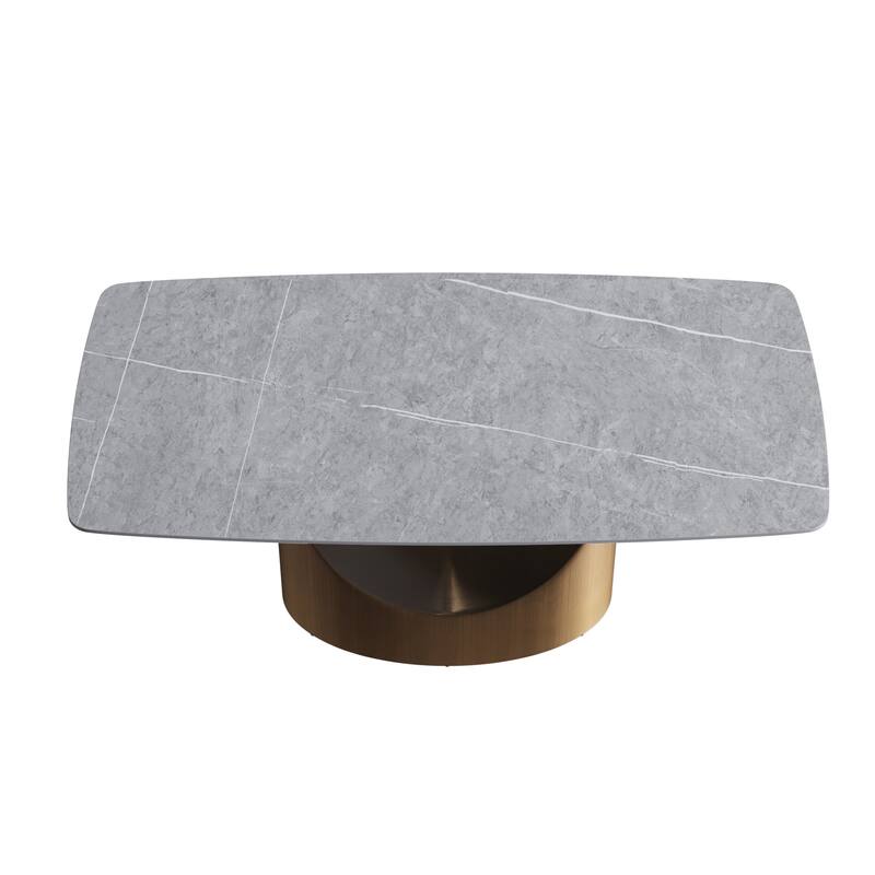 71" Marble table with Rectangular Slate Top and Ingot Shape Pedestal Leg