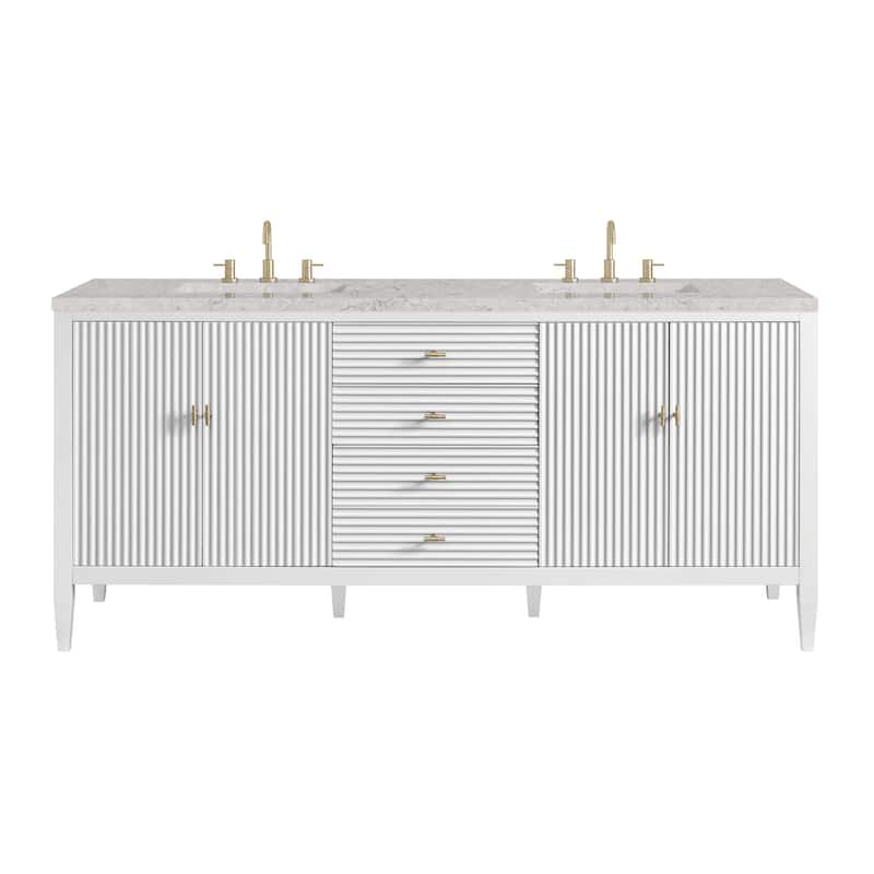 James Martin Vanities 485-V72-3EJP Myrrin 72" Double Basin Wood Vanity - Bright White - Painted