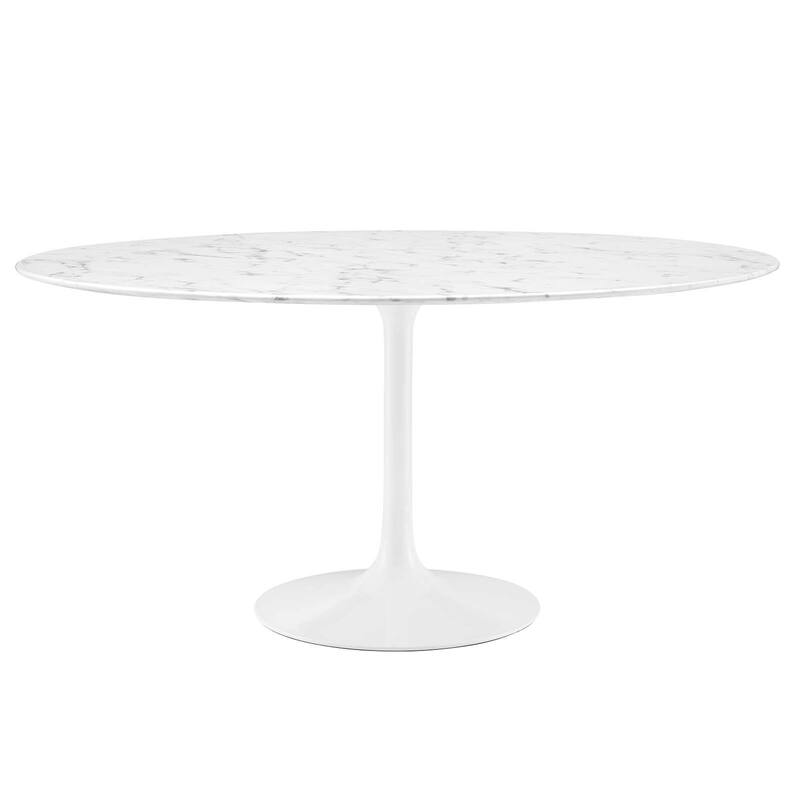 Round Artificial Marble Dining Table - White