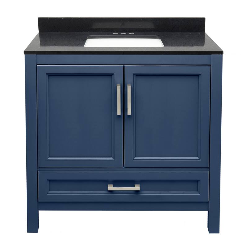 Nevado 37" Bathroom Vanity with Cultured Marble Vanity Top Sink in White with White Basin