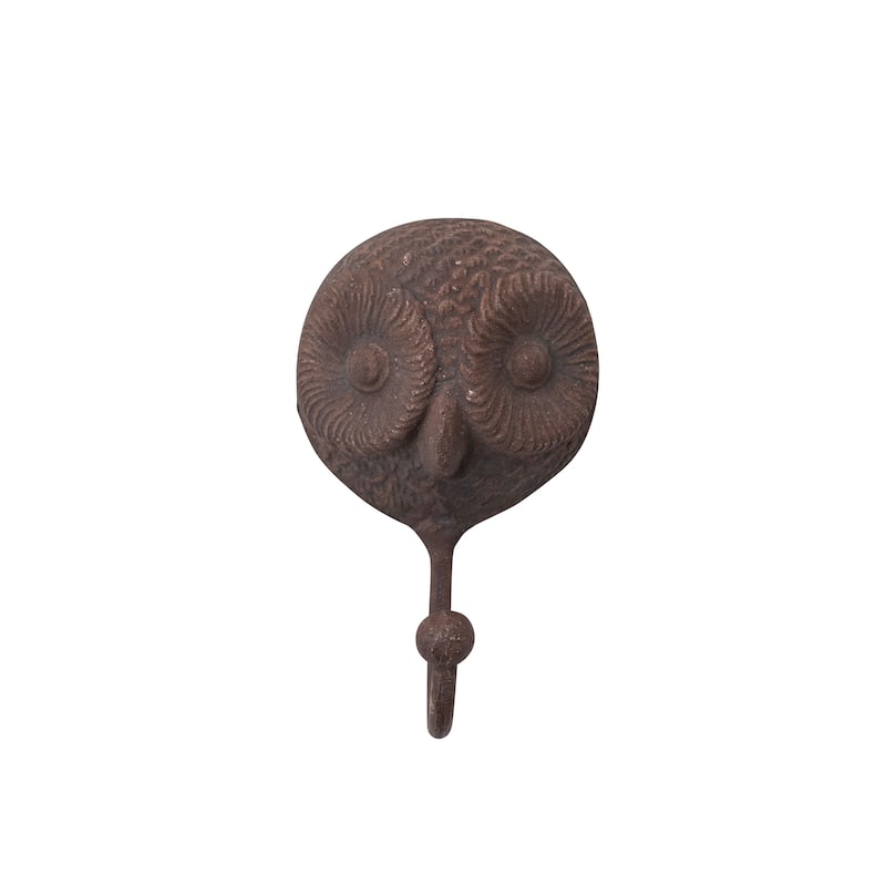 Cast Iron Owl Wall Hook - 7.0"L x 4.0"W x 2.0"H - Brown - 7.0"L x 4.0"W x 2.0"H