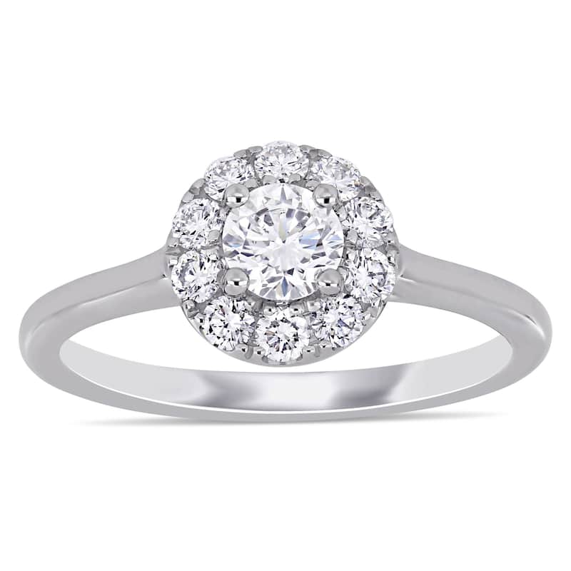 Miadora 3/4ct TDW Lab Grown Diamond Halo Engagement Ring 14k White Gold
