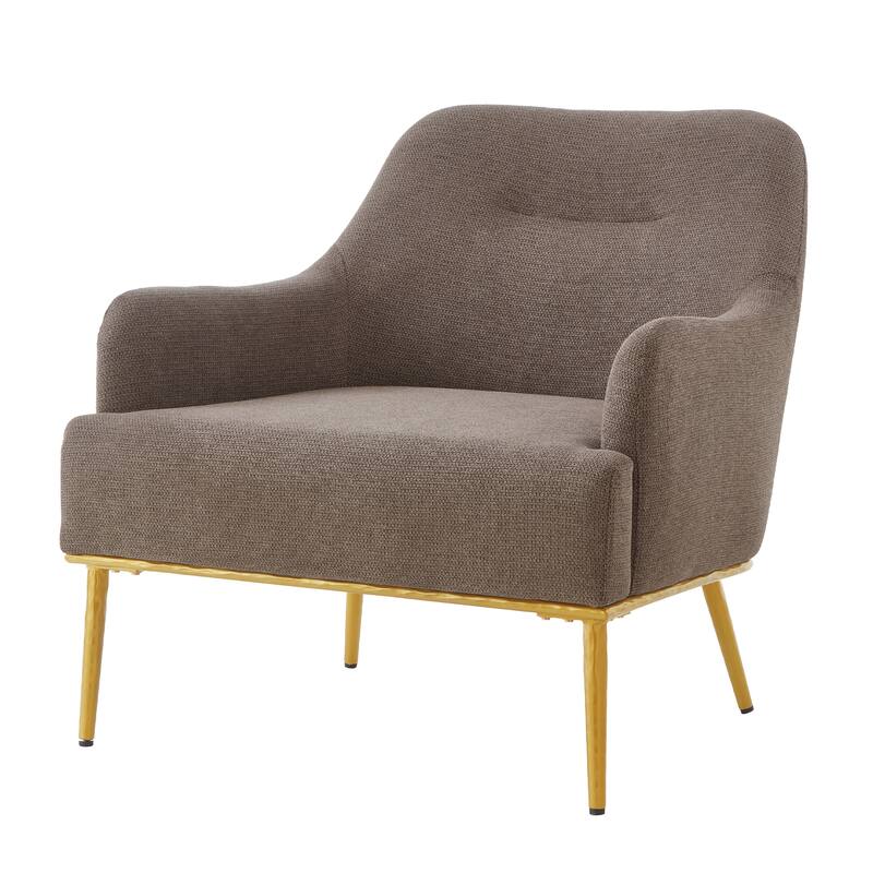Modern Accent Chair Upholstered Armchair Single Sofa Chair with Curved Backrest and Gold Metal Legs for Living Room