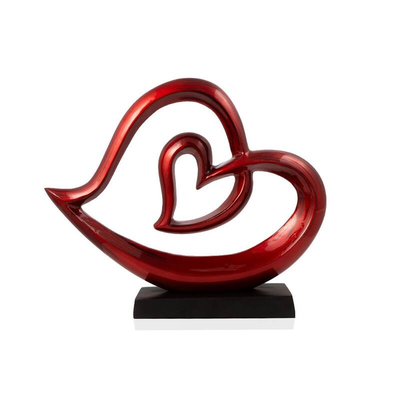 HomeRoots 12" Red and Black Aluminum Tabletop Sculpture - 14.75' X '12' X '3