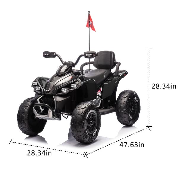 dimension image slide 0 of 2, 24V Kids Ride On Electric XL ATV W/Parents Control,Four-wheel Shock Absorber,Power Display,Bluetooth,Speeds of 1.24-3.73MPH