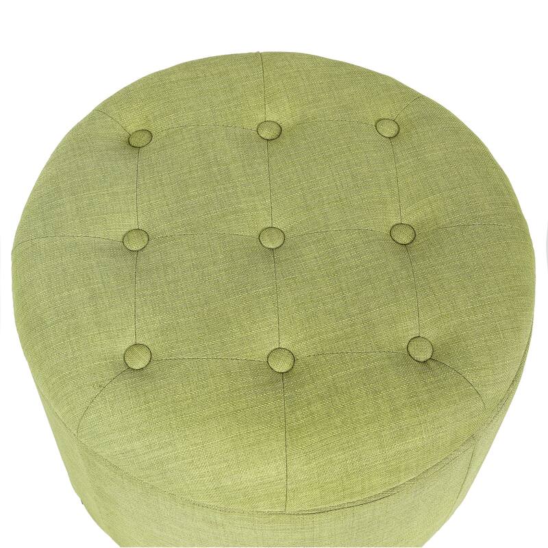 Adeco Round Button-tufted Lift-top Storage Ottoman