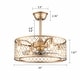 preview thumbnail 13 of 16, 20" Gold Caged Farmhouse Crystal Ceiling Fan Light