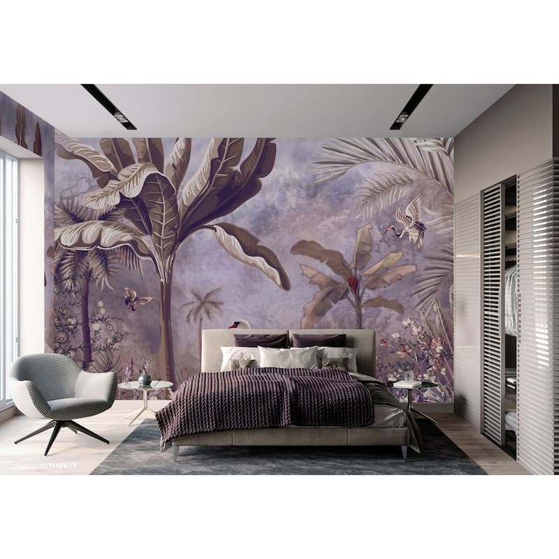 Swan and Palm Scenic Wallpaper Mural