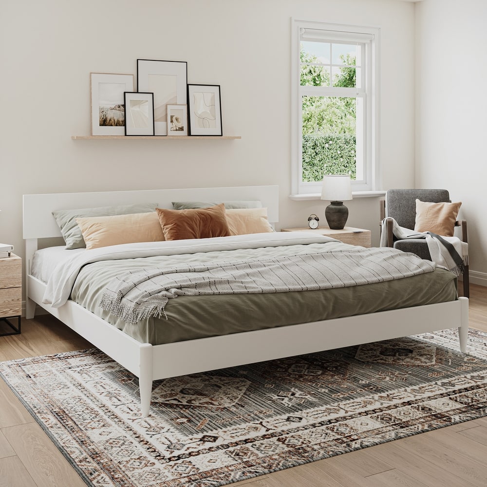 Aria Solid Wood Modern Low Profile Platform Bed