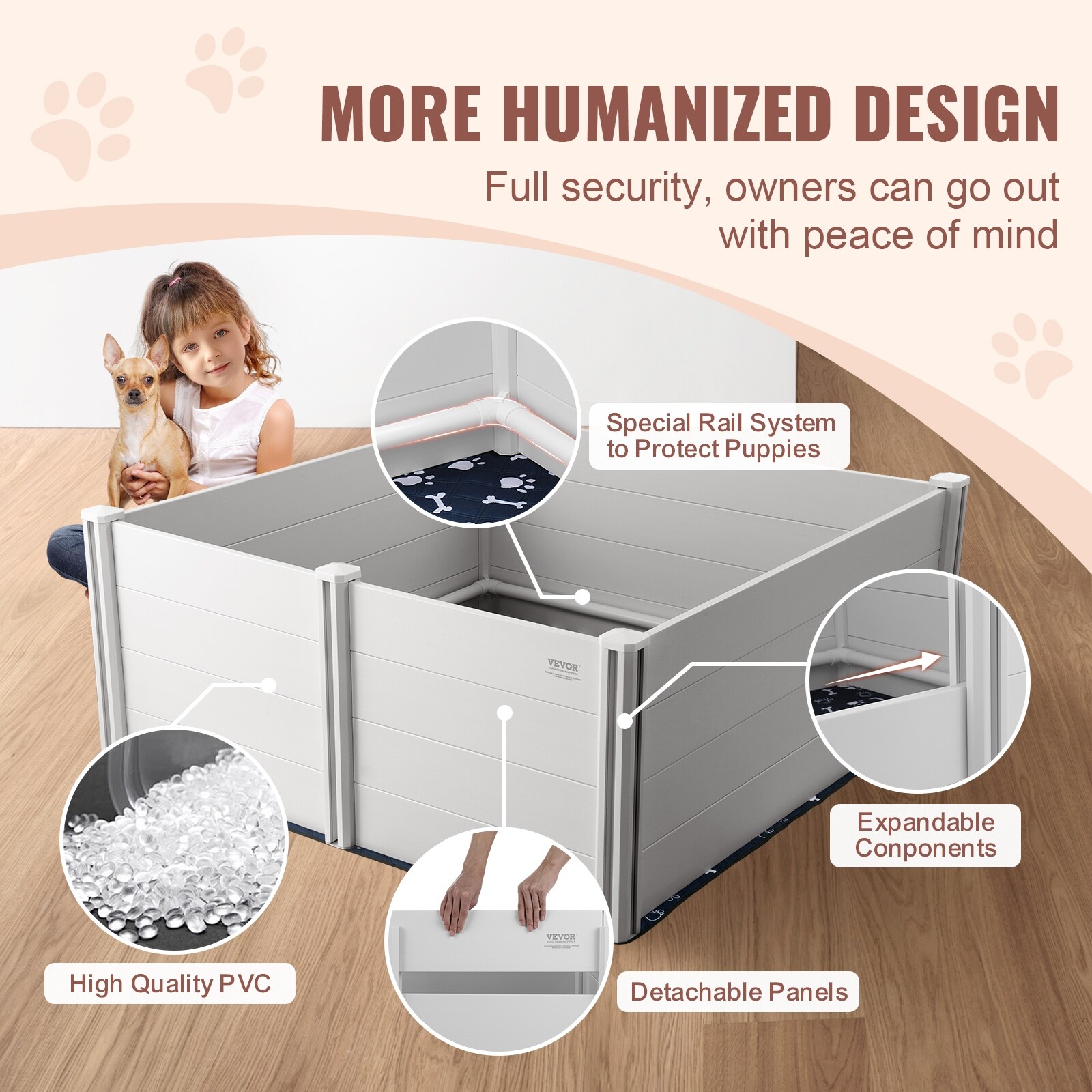 Dog Whelping Box,Whelping Box for Dogs and Puppies, White
