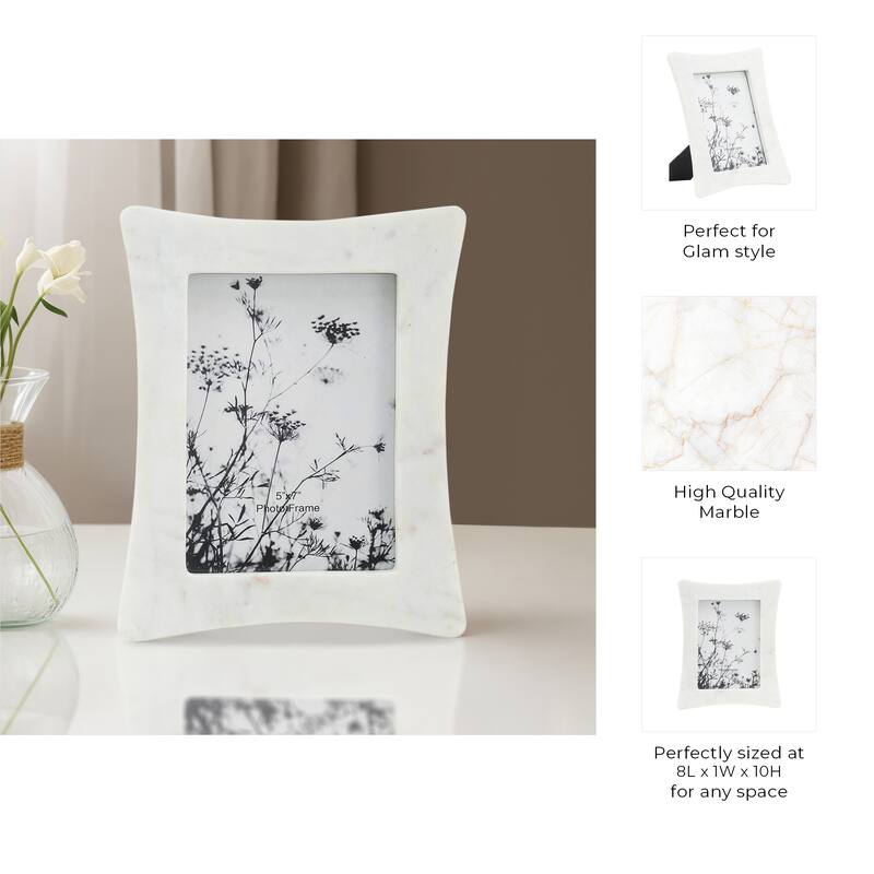 Marble Modern Curved Picture Frame - White, 5x7 in.