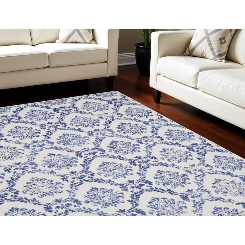 Power Loomed Distressed Non Skid Stain Resistant Area Rug - 120' X '84' X '0.39 - 120' X '84' X '0.39 - Oxford Blue - Rectangle