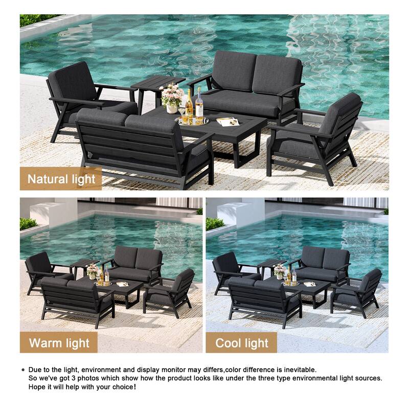 4-Piece Teak Outdoor Conversation Set With 2 Loveseats, Coffee Table & Side Table