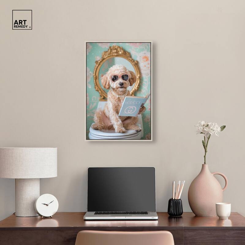 Goldendoodle Toilet Time Canvas by Art Remedy