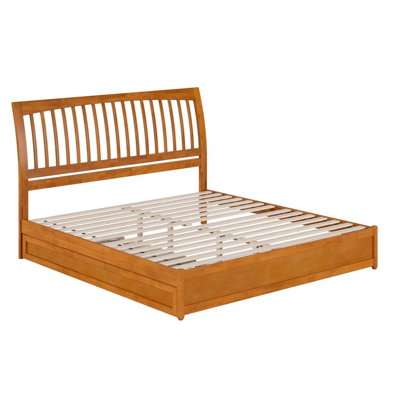 Roslyn Platform Bed with Modern Panel Footboard and Twin XL Trundle