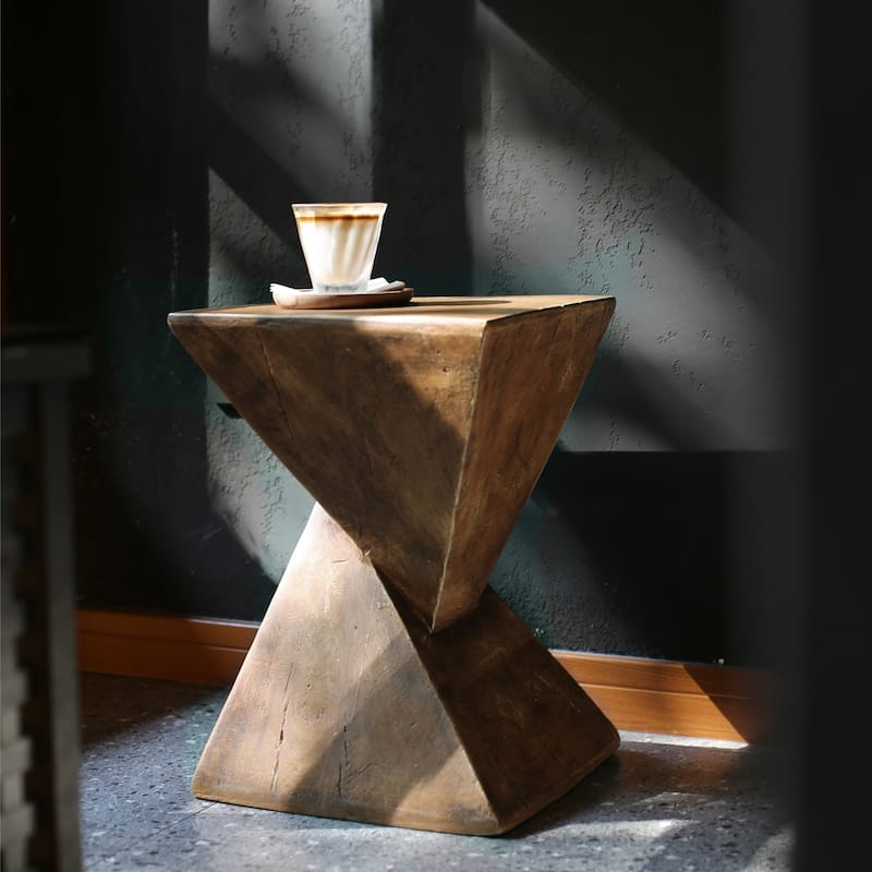 Indoor Lightweight Concrete Accent Table - Natural Wood
