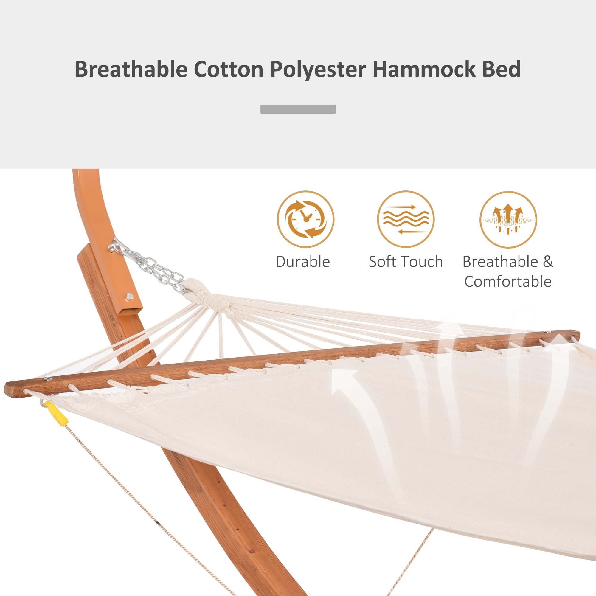 Outdoor Hammock with Stand Accessories Wooden Frame Extra Large Sun Shade Canopy White