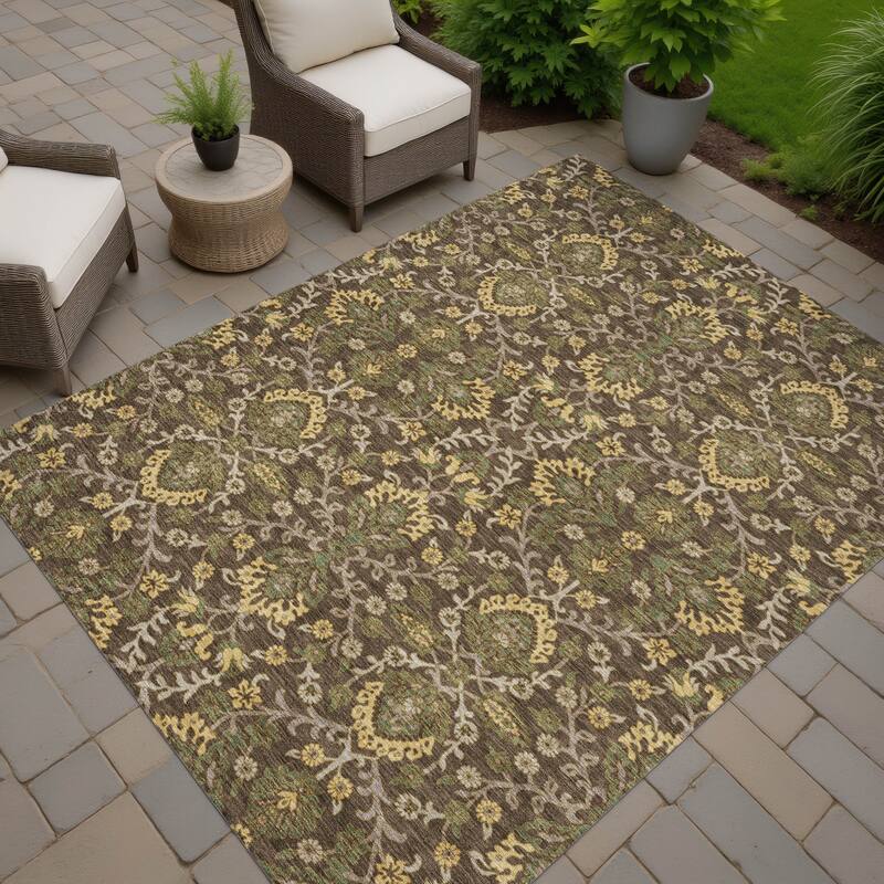 Machine Washable Indoor/ Outdoor Traditional Hartman Chantille Rug