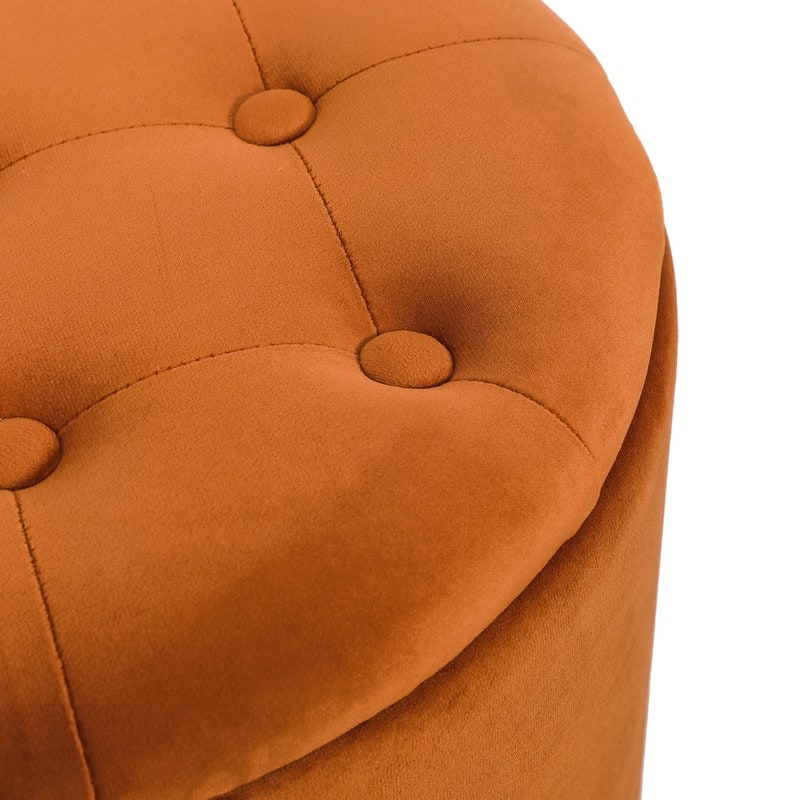 Adeco Round Storage Ottoman Footrest Stool With Removable Lid