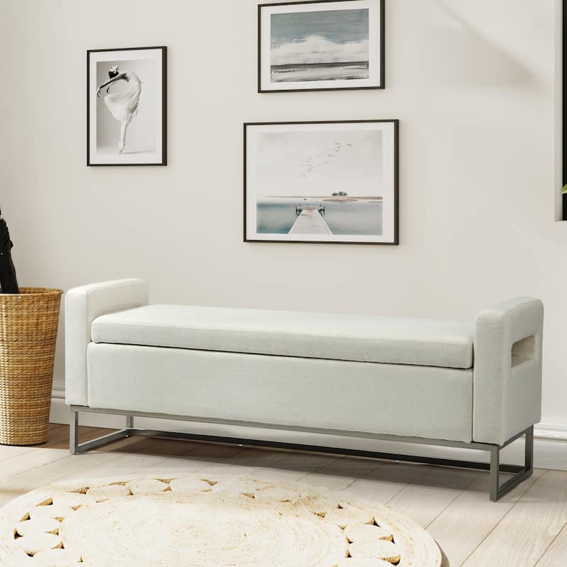 Diana Modern Upholstered Filp-Top Storage Bench with Sturdy Metal Legs