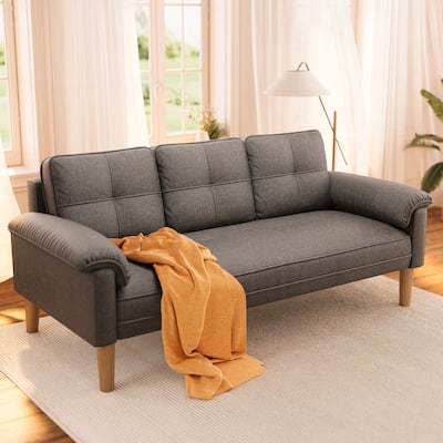 3-Seater Modern Upholstered Sofa, Convertible Sofa, Sofa Bed with Sturdy Wooden Legs for Living Room