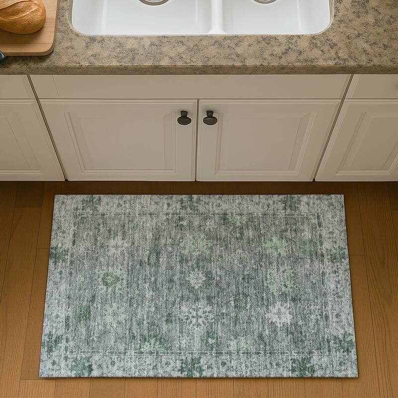 Premium Washable Super Soft Traditional Caply Mayfield Rug - Aloe - 1'8" x 2'6"