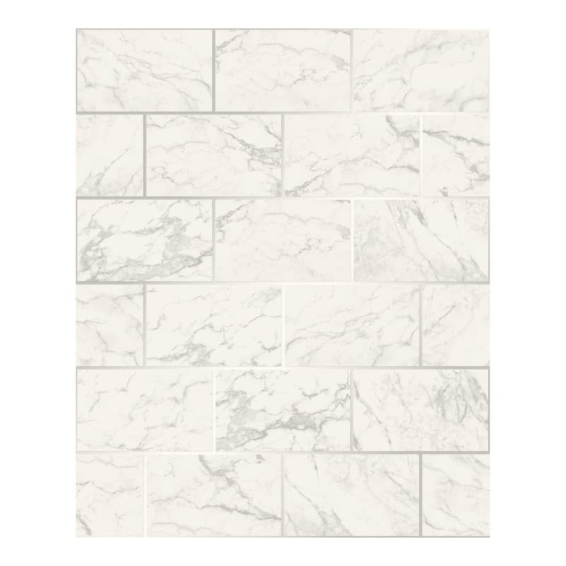 Crown Mirren Off-White Marble Subway Tile Wallpaper - 20.5 x 396 x 0.025