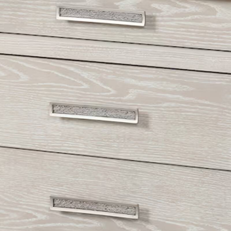 Loji Nightstand, 3 Drawers, White Marble Top, Weathered Gray, 29 Inch