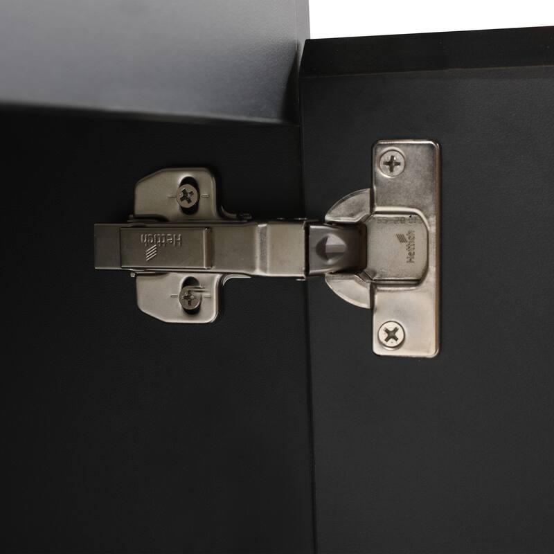 Plywood Wall Mounting Bathroom Vanity Set in Black with Integrated Ceramic Sink - 48" x 18" x 17"