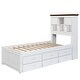 preview thumbnail 9 of 17, Roomfitters Twin Size Captain's Bed with Twin Trundle and 3-Drawer Storage, Bookcase Headboard, Space-Saving Bed for Kids