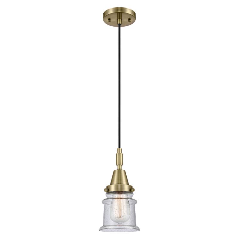 Innovations Lighting Downtown Urban - Caden Canton - 1 Light 5" Cord Hung Mini Pendant - Antique Brass/Seedy Shade