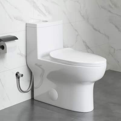 Eridanus Salerno Compact Elongated One Piece Toilet, Chair Height, 12-inch Rough in, Seat Included
