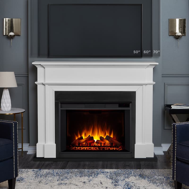 Harlan 55" Electric Grand Fireplace in White by Real Flame