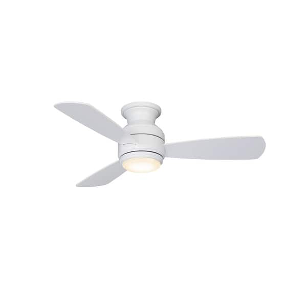 slide 2 of 6, Fanimation Hugh 44 inch Indoor/Outdoor Flush Mount Ceiling Fan with LED Light Kit and Remote - Matte White
