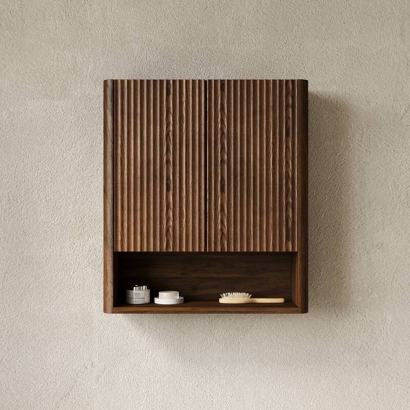 26" Wall-Mounted Striped Bathroom Cabinet