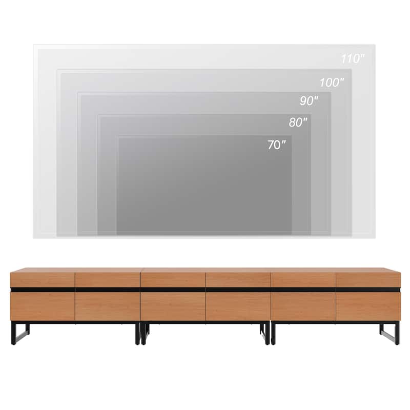 WAMPAT Modern TV Stand with Storage Cabinets, Wood Entertainment Center Media Console Table with Metal Legs for Living Room