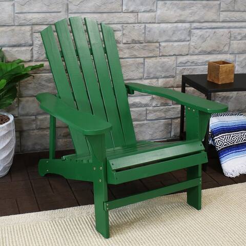 Sunnydaze Coastal Bliss Wooden Adirondack Chair - Green