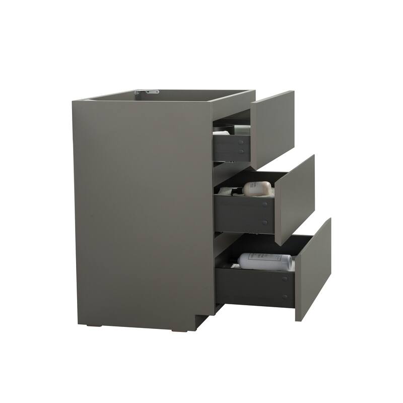 GDFStudio - Alice Gray Freestanding Bathroom Cabinet with Three Soft-Close Drawers, Pre-Assembled, No Basin