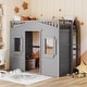 preview thumbnail 102 of 112, Solid Wood House Loft Bed with Window Design and Ladder, Twin/Full Size Playhouse Bed Loft Bed Frame with Guardrail for Kids Grey - Twin