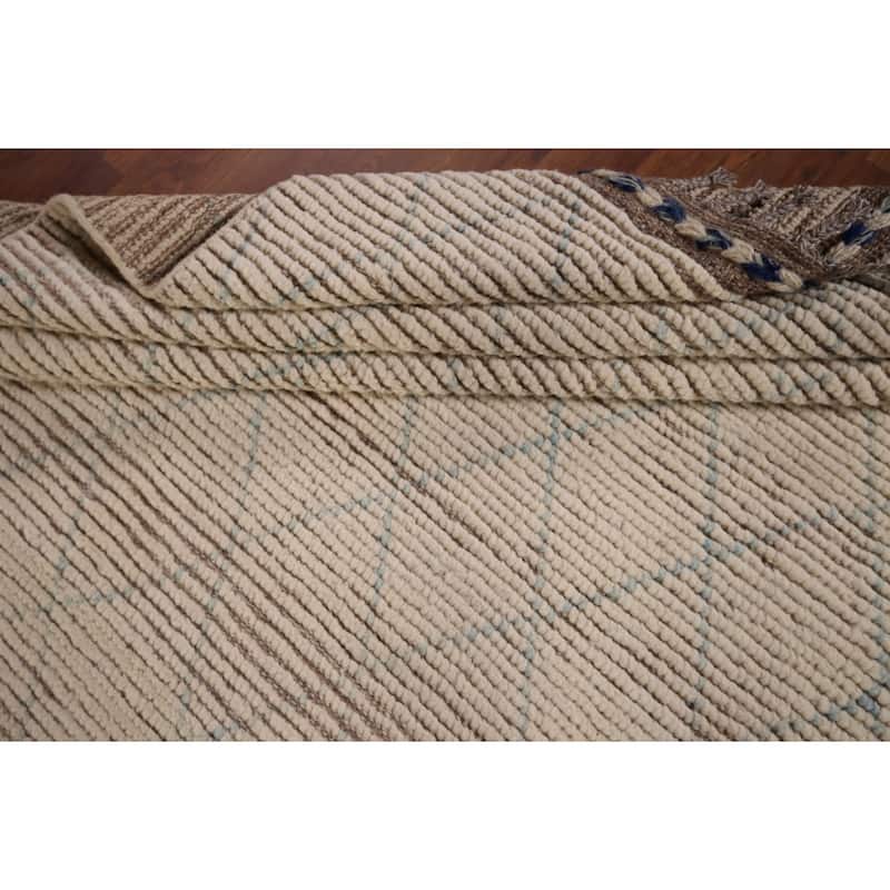 All-Over Trellis Moroccan Oriental Area Rug Hand-Knotted Wool Carpet - 5'0"x 8'5"
