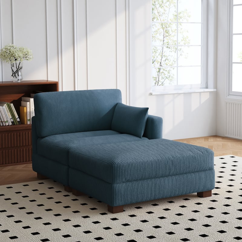 Modern Chaise Lounge Modular Sectional Sofa - Navy - Right Facing