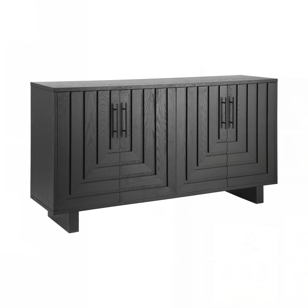 MDF and ash veneer storage cabinet with metal handles