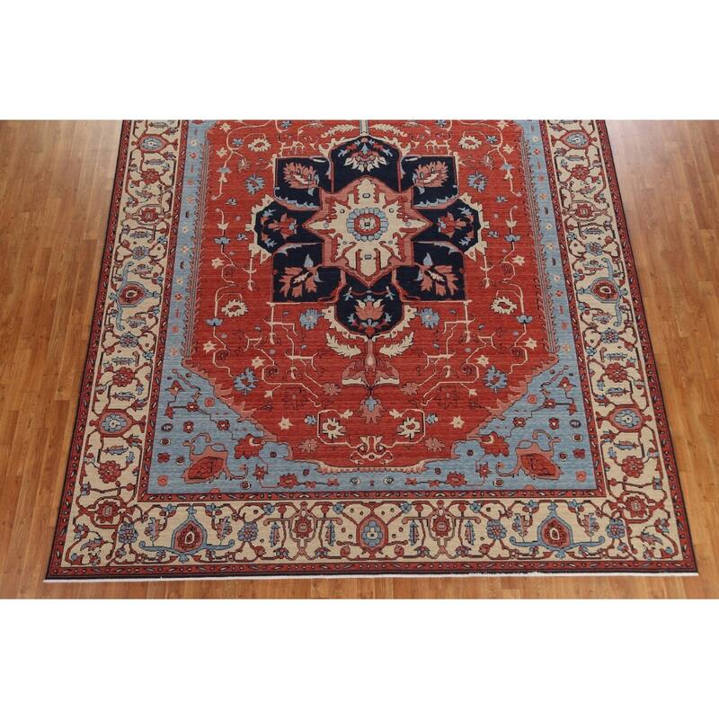 Red Heriz Serapi Turkish Oriental Wool Area Rug Hand-knotted Carpet - 9'9" x 13'0"