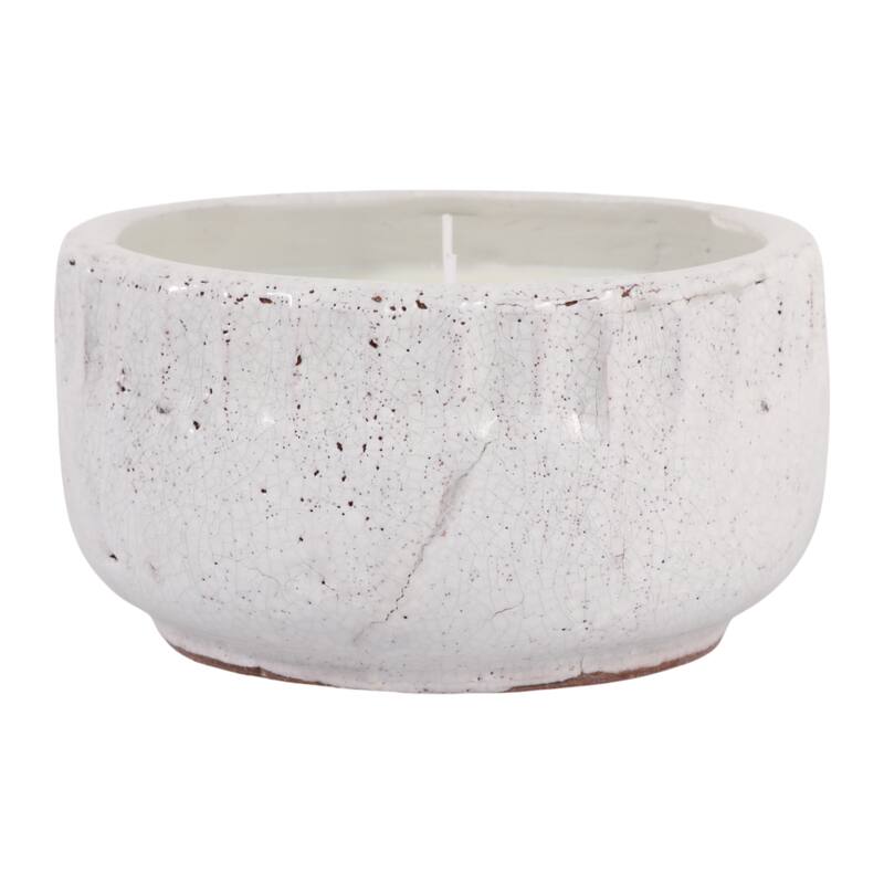 Modern Crackle-Glazed Ceramic Scented Candle - 7"
