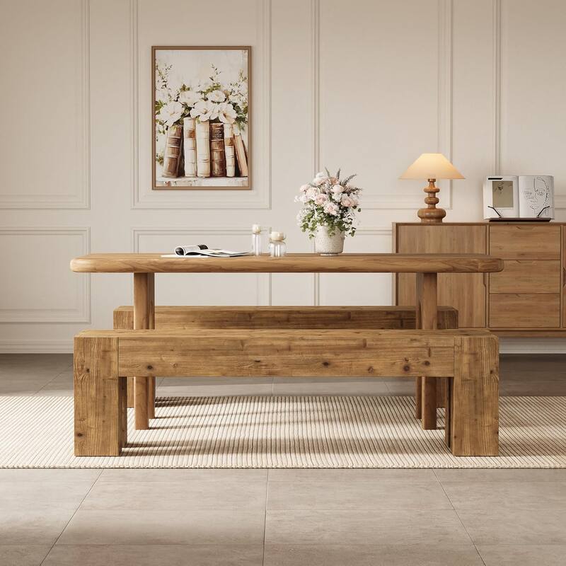 Solid Wood Dining Bench, 63" Extra Long Kitchen Table Bench for Dining Room, Kitchen, Restaurant