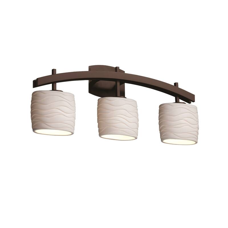 Justice Design Limoges Archway 3-light Dark Bronze Bath Bar, Waves Oval Shade - Dark Bronze