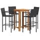 preview thumbnail 38 of 46, vidaXL 5 Piece Patio Bar Set Gray Solid Wood Acacia and Poly Rattan - 23.6" x 23.6" x 41.3"